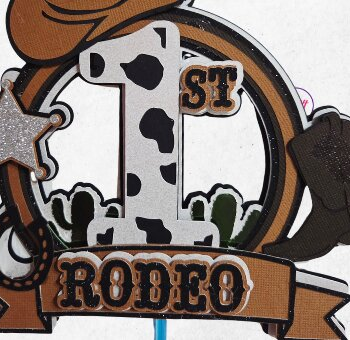 Intra απο ξύλο plywood Χρώμα wenge 3mm-4mm πάχος - Το πρώτο Rodeo Cowboy Cake Topper Δίασταση 4x4 cm INTRAFABR-23988634 - Image 1