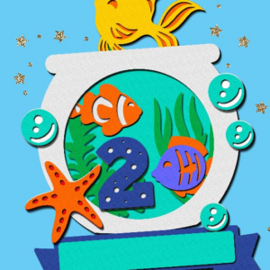 Intra απο ξύλο plywood  Χρώμα wenge 3mm-4mm πάχος - Fish Bowl Cake Topper 3D Δίασταση 20x20 cm INTRAFABR-107238701