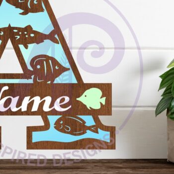 Intra απο ξύλο plywood  Χρώμα wenge 3mm-4mm πάχος - Μονόγραμμα Fish Capital Letter a Δίασταση 30x20 cm INTRAFABR-105081097 - Image 1