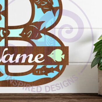 Intra απο ξύλο plywood  Χρώμα wenge 3mm-4mm πάχος - Μονόγραμμα Fish Capital Letter B Δίασταση 30x20 cm INTRAFABR-9813791 - Image 1