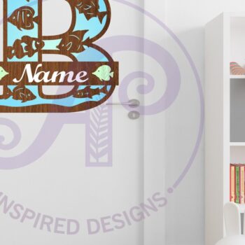 Intra απο ξύλο plywood  Χρώμα wenge 3mm-4mm πάχος - Μονόγραμμα Fish Capital Letter B Δίασταση 30x20 cm INTRAFABR-9813791 - Image 2