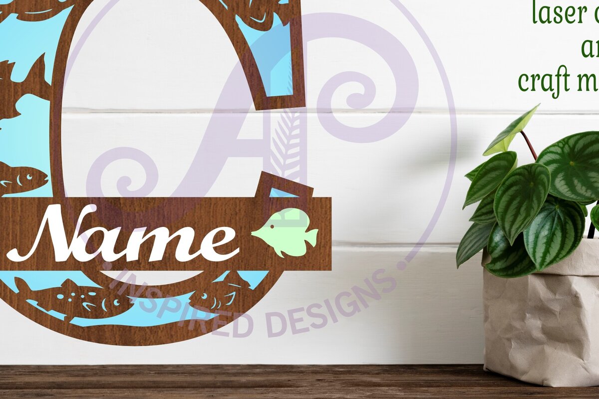 Intra απο ξύλο plywood  Χρώμα wenge 3mm-4mm πάχος - Μονόγραμμα Fish Capital Letter C Δίασταση 30x20 cm INTRAFABR-80142478