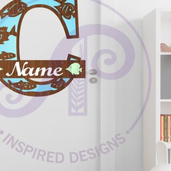 Intra απο ξύλο plywood  Χρώμα wenge 3mm-4mm πάχος - Μονόγραμμα Fish Capital Letter C Δίασταση 30x20 cm INTRAFABR-80142478 - Image 2