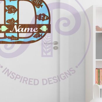 Intra απο ξύλο plywood  Χρώμα wenge 3mm-4mm πάχος - Μονόγραμμα Fish Capital Letter D Δίασταση 30x20 cm INTRAFABR-79537050 - Image 2