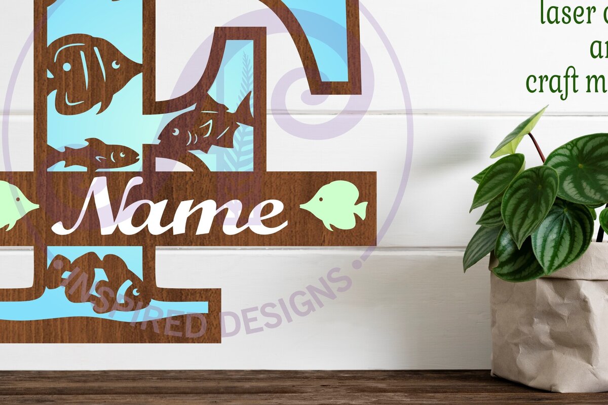 Intra απο ξύλο plywood  Χρώμα wenge 3mm-4mm πάχος - Μονόγραμμα Fish Capital Letter F Δίασταση 30x20 cm INTRAFABR-44170272