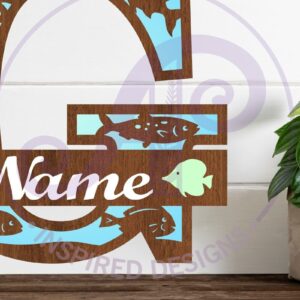 Intra απο ξύλο plywood  Χρώμα wenge 3mm-4mm πάχος - Μονόγραμμα Fish Capital Letter G Δίασταση 30x20 cm INTRAFABR-101601706