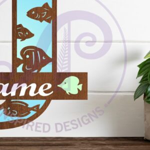 Intra απο ξύλο plywood  Χρώμα wenge 3mm-4mm πάχος - Μονόγραμμα Fish Capital Letter J Δίασταση 30x20 cm INTRAFABR-102037743