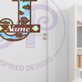 Intra απο ξύλο plywood  Χρώμα wenge 3mm-4mm πάχος - Μονόγραμμα Fish Capital Letter J Δίασταση 30x20 cm INTRAFABR-102037743 - Image 2