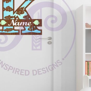 Intra απο ξύλο plywood  Χρώμα wenge 3mm-4mm πάχος - Μονόγραμμα Fish Capital Letter K Δίασταση 30x20 cm INTRAFABR-20455657 - Image 2