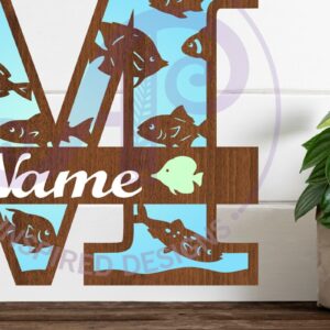 Intra απο ξύλο plywood  Χρώμα wenge 3mm-4mm πάχος - Μονόγραμμα Fish Capital Letter M Δίασταση 30x20 cm INTRAFABR-48455518