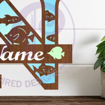 Intra απο ξύλο plywood  Χρώμα wenge 3mm-4mm πάχος - Μονόγραμμα Fish Capital Letter N Δίασταση 30x20 cm INTRAFABR-18110386 - Image 1