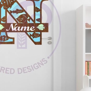 Intra απο ξύλο plywood  Χρώμα wenge 3mm-4mm πάχος - Μονόγραμμα Fish Capital Letter N Δίασταση 30x20 cm INTRAFABR-18110386 - Image 2