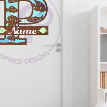 Intra απο ξύλο plywood  Χρώμα wenge 3mm-4mm πάχος - Μονόγραμμα Fish Capital Letter P Δίασταση 30x20 cm INTRAFABR-106120640 - Image 2