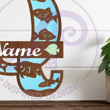 Intra απο ξύλο plywood  Χρώμα wenge 3mm-4mm πάχος - Μονόγραμμα Fish Capital Letter Q Δίασταση 30x20 cm INTRAFABR-106120633 - Image 1