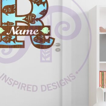 Intra απο ξύλο plywood  Χρώμα wenge 3mm-4mm πάχος - Μονόγραμμα Fish Capital Letter R Δίασταση 30x20 cm INTRAFABR-35503425 - Image 2