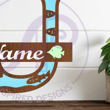 Intra απο ξύλο plywood  Χρώμα wenge 3mm-4mm πάχος - Μονόγραμμα Fish Capital Letter U Δίασταση 30x20 cm INTRAFABR-111562217 - Image 1