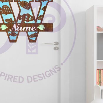 Intra απο ξύλο plywood  Χρώμα wenge 3mm-4mm πάχος - Μονόγραμμα Fish Capital Letter W Δίασταση 30x20 cm INTRAFABR-28903318 - Image 2