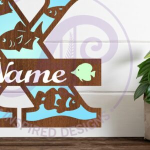 Intra απο ξύλο plywood  Χρώμα wenge 3mm-4mm πάχος - Μονόγραμμα Fish Capital Letter X Δίασταση 30x20 cm INTRAFABR-106314949