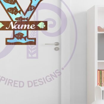 Intra απο ξύλο plywood  Χρώμα wenge 3mm-4mm πάχος - Μονόγραμμα Fish Capital Letter Y Δίασταση 30x20 cm INTRAFABR-106120728 - Image 2