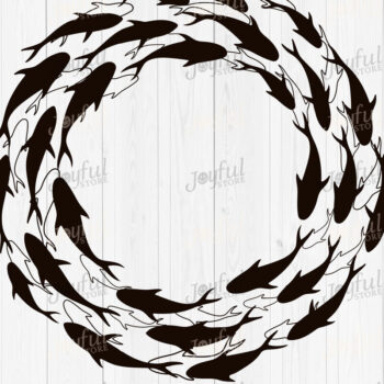 Intra απο ξύλο plywood Χρώμα wenge 3mm-4mm πάχος - Σχεδιασμός σιλουέτας κύκλου ψαριών Δίασταση 30x20 cm INTRAFABR-104760464 - Image 1