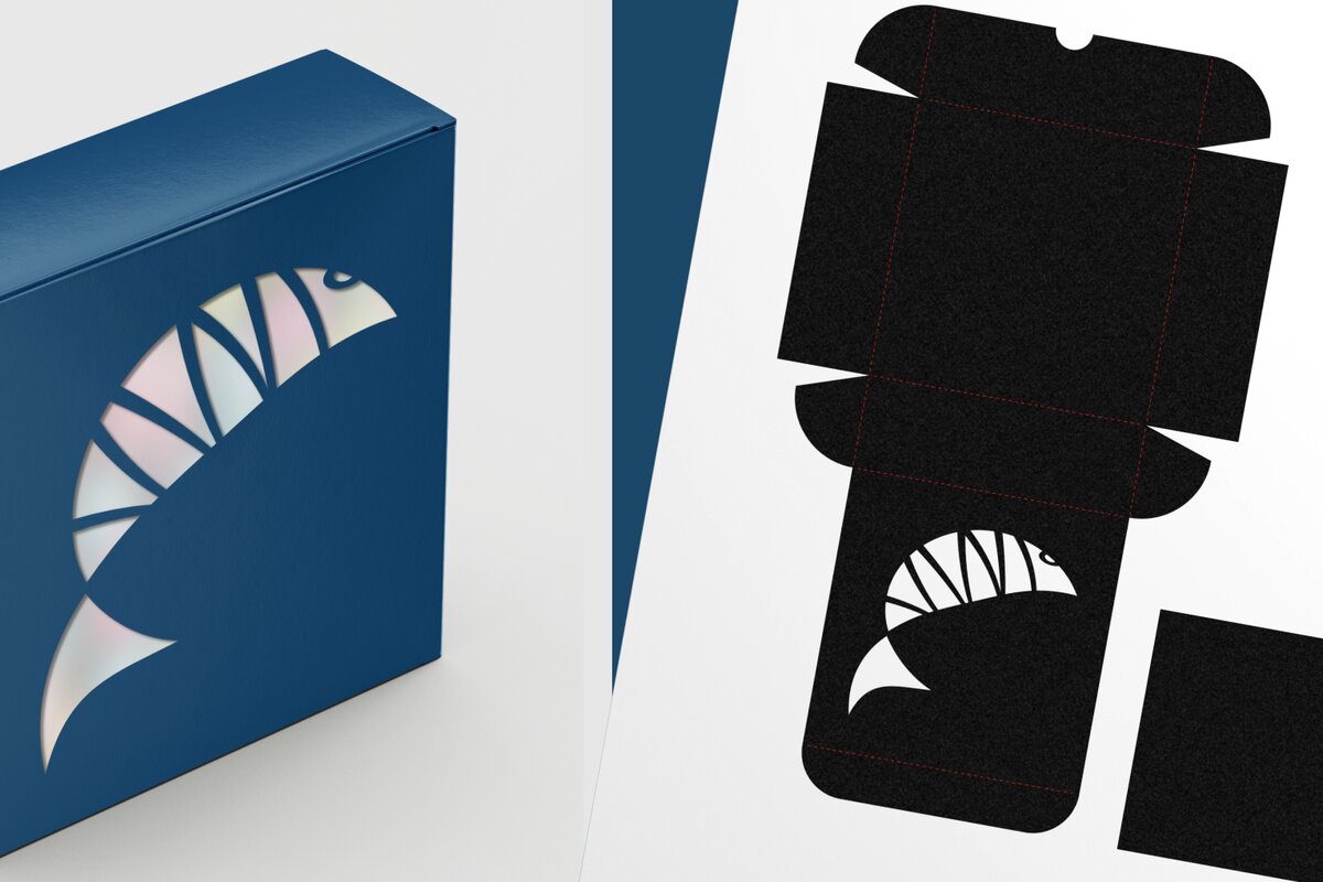 Intra απο ξύλο plywood  Χρώμα wenge 3mm-4mm πάχος - Πρότυπο λεπτού τετραγωνικού κουτιού Fish Cutout 2 Δίασταση 6x6 cm INTRAFABR-112036508