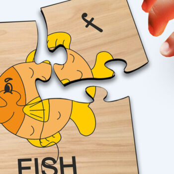 Intra απο ξύλο plywood Χρώμα wenge 3mm-4mm πάχος - Fish Kid Puzzle Baby Game Child Play Δίασταση 20x20 cm INTRAFABR-111697119 - Image 2