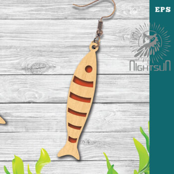 Intra απο ξύλο plywood Χρώμα wenge 3mm-4mm πάχος - Σκουλαρίκια ψαριού με λέιζερ 1 Δίασταση 3x3 cm INTRAFABR-111385425 - Image 1