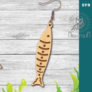 Intra απο ξύλο plywood  Χρώμα wenge 3mm-4mm πάχος - Σκουλαρίκια ψαριού με λέιζερ 2 Δίασταση 3x3 cm INTRAFABR-31057327