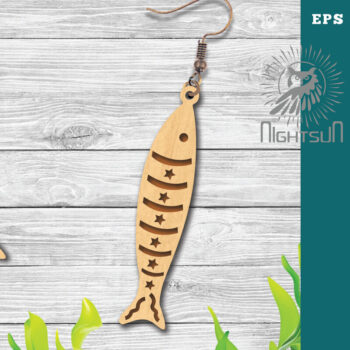 Intra απο ξύλο plywood Χρώμα wenge 3mm-4mm πάχος - Σκουλαρίκια ψαριού με λέιζερ 2 Δίασταση 3x3 cm INTRAFABR-31057327 - Image 1