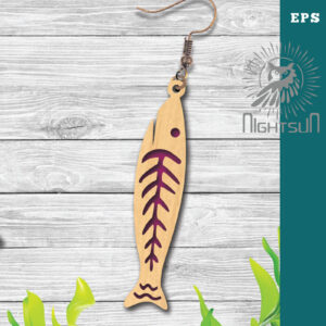 Intra απο ξύλο plywood  Χρώμα wenge 3mm-4mm πάχος - Σκουλαρίκια ψαριού με λέιζερ 3 Δίασταση 3x3 cm INTRAFABR-62908069