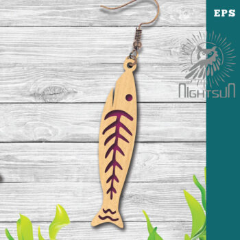 Intra απο ξύλο plywood Χρώμα wenge 3mm-4mm πάχος - Σκουλαρίκια ψαριού με λέιζερ 3 Δίασταση 3x3 cm INTRAFABR-62908069 - Image 1