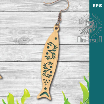 Intra απο ξύλο plywood  Χρώμα wenge 3mm-4mm πάχος - Σκουλαρίκια ψαριού με λέιζερ 4 Δίασταση 3x3 cm INTRAFABR-108861543 - Image 1