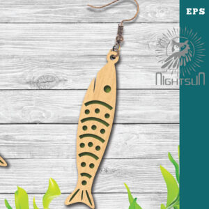 Intra απο ξύλο plywood  Χρώμα wenge 3mm-4mm πάχος - Σκουλαρίκια ψαριού με λέιζερ 6 Δίασταση 3x3 cm INTRAFABR-114338346