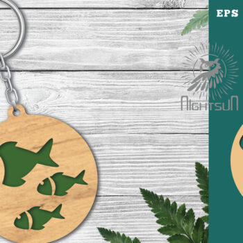 Intra απο ξύλο plywood  Χρώμα wenge 3mm-4mm πάχος - Μπρελόκ με λέιζερ ψαριού 10 Δίασταση 4x4 cm INTRAFABR-113008772 - Image 1