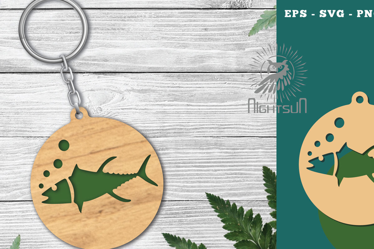 Intra απο ξύλο plywood  Χρώμα wenge 3mm-4mm πάχος - Μπρελόκ με λέιζερ ψαριού 2 Δίασταση 4x4 cm INTRAFABR-112720217