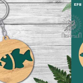 Intra απο ξύλο plywood  Χρώμα wenge 3mm-4mm πάχος - Μπρελόκ Fish 5 Δίασταση 4x4 cm INTRAFABR-119257253 - Image 1