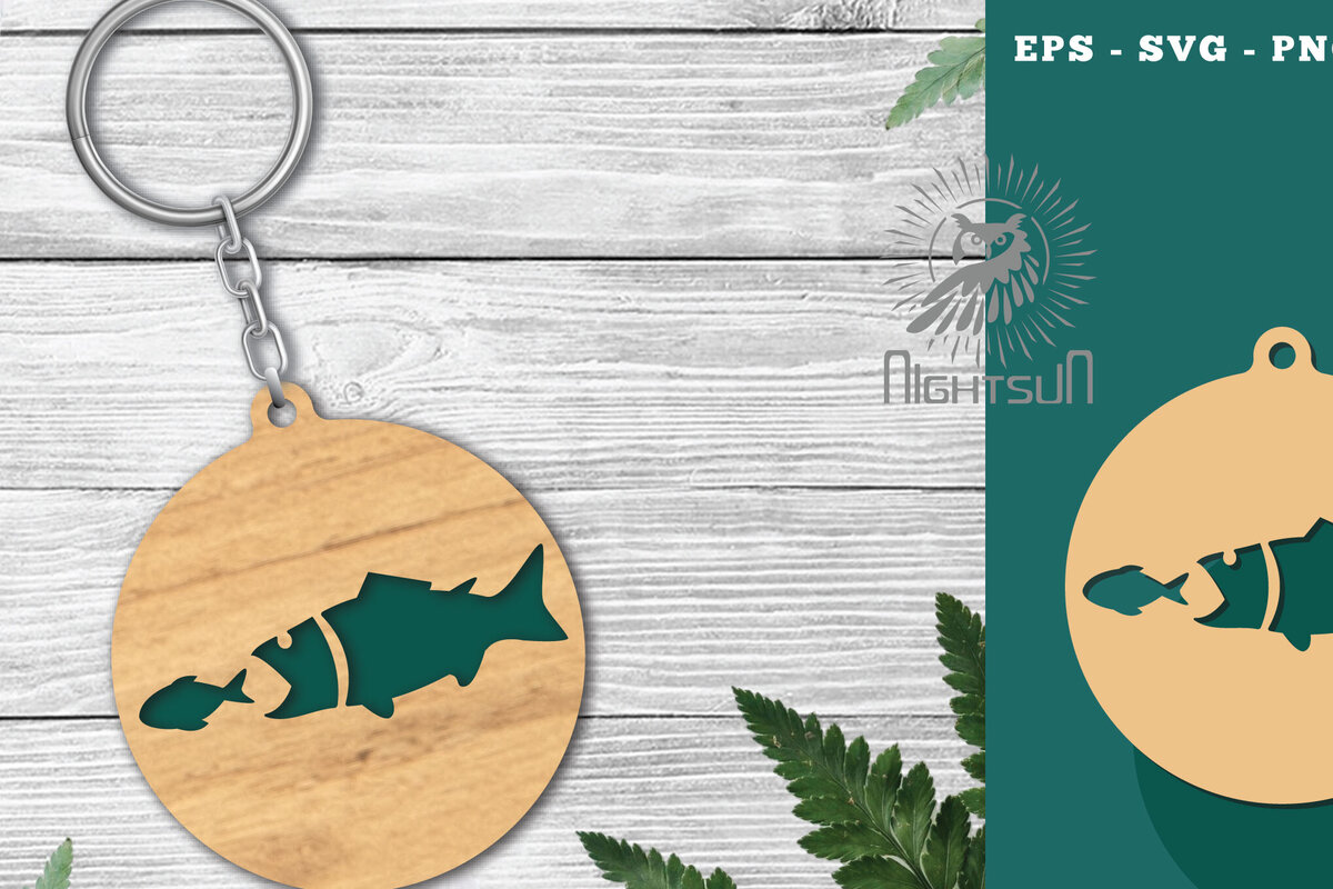 Intra απο ξύλο plywood  Χρώμα wenge 3mm-4mm πάχος - Μπρελόκ με λέιζερ ψαριού 9 Δίασταση 4x4 cm INTRAFABR-96008209