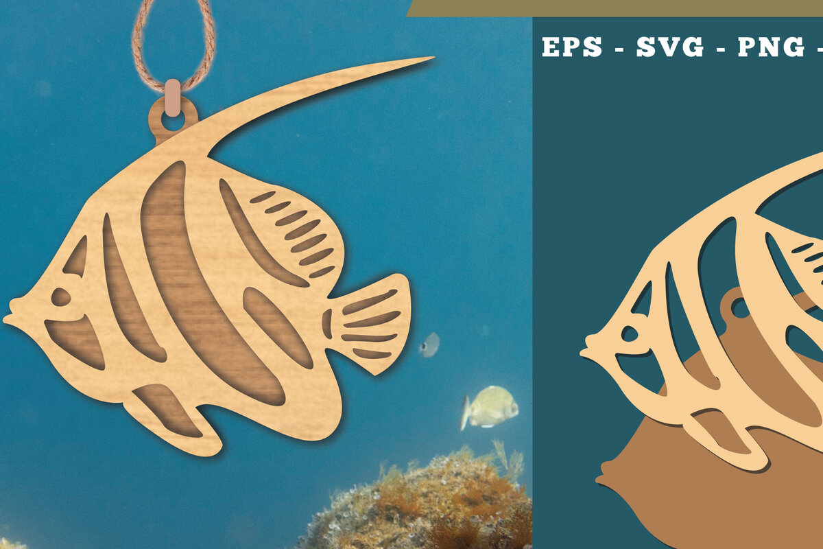 Intra απο ξύλο plywood  Χρώμα wenge 3mm-4mm πάχος - Στολίδι κοπής με λέιζερ ψαριών 1 Δίασταση 6x6 cm INTRAFABR-95575015