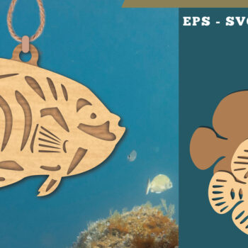 Intra απο ξύλο plywood  Χρώμα wenge 3mm-4mm πάχος - Στολίδι κοπής με λέιζερ ψαριών 2 Δίασταση 6x6 cm INTRAFABR-122976419 - Image 1