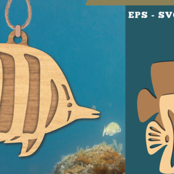 Intra απο ξύλο plywood  Χρώμα wenge 3mm-4mm πάχος - Στολίδι κοπής με λέιζερ ψαριών 3 Δίασταση 6x6 cm INTRAFABR-96562071 - Image 1