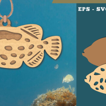 Intra απο ξύλο plywood  Χρώμα wenge 3mm-4mm πάχος - Στολίδι με ψαριών 4 Δίασταση 6x6 cm INTRAFABR-68690802 - Image 1