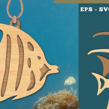 Intra απο ξύλο plywood Χρώμα wenge 3mm-4mm πάχος - Στολίδι κοπής με λέιζερ ψαριών 6 Δίασταση 6x6 cm INTRAFABR-110339200 - Image 1