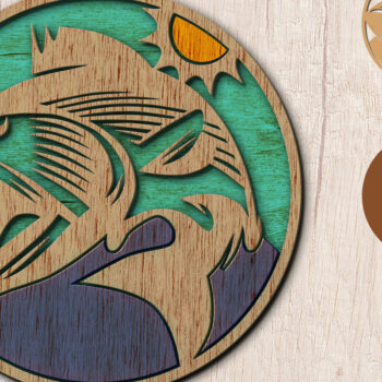 Intra απο ξύλο plywood  Χρώμα wenge 3mm-4mm πάχος - Έτοιμο Fish Laser Δίασταση 30x20 cm INTRAFABR-111185364 - Image 1