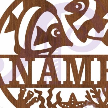 Intra απο ξύλο plywood Χρώμα wenge 3mm-4mm πάχος - Πρότυπο κοπής με λέιζερ Sign Name Fish Δίασταση 30x20 cm INTRAFABR-105556856 - Image 4