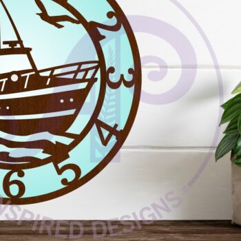 Intra απο ξύλο plywood Χρώμα wenge 3mm-4mm πάχος - με λέιζερ ρολόι τοίχου ψαρόβαρκας Δίασταση 30x20 cm INTRAFABR-105556947 - Image 1