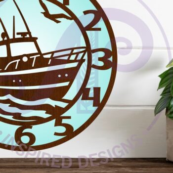 Intra απο ξύλο plywood Χρώμα wenge 3mm-4mm πάχος - με λέιζερ ρολόι τοίχου ψαρόβαρκας Δίασταση 30x20 cm INTRAFABR-105556947 - Image 2