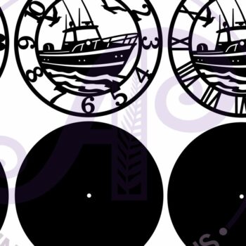 Intra απο ξύλο plywood Χρώμα wenge 3mm-4mm πάχος - με λέιζερ ρολόι τοίχου ψαρόβαρκας Δίασταση 30x20 cm INTRAFABR-105556947 - Image 5