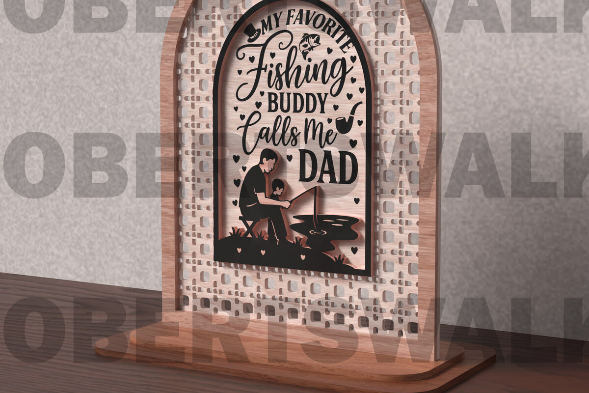 Intra απο ξύλο plywood  Χρώμα wenge 3mm-4mm πάχος - Fishing Buddy Calls Me Dad Δίασταση 20x20 cm INTRAFABR-121713325