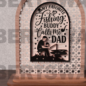 Intra απο ξύλο plywood Χρώμα wenge 3mm-4mm πάχος - Fishing Buddy Calls Me Dad Δίασταση 20x20 cm INTRAFABR-121713325 - Image 3