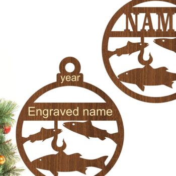 Intra απο ξύλο plywood  Χρώμα wenge 3mm-4mm πάχος - Χριστουγεννιάτικο στολίδι Ψαρέματος Δίασταση 6x6 cm INTRAFABR-119205908 - Image 1